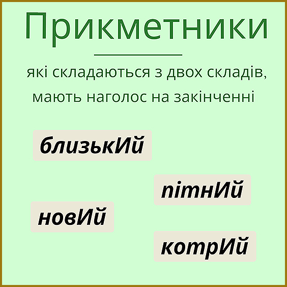 Вчимо українську. Наголошування прикметників