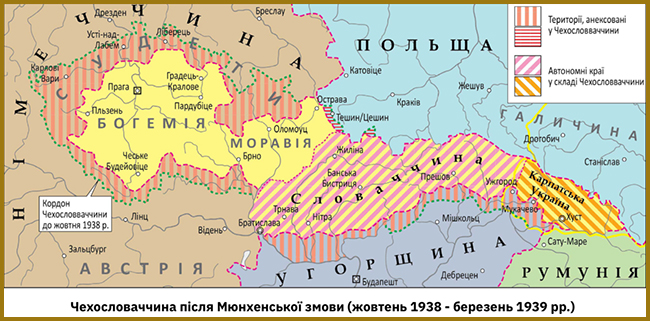 Чехословаччина після Мюнхенської змови 1938 - 1939 роки.Відповіді ЗНО , НМТ, ГДЗ історія України за 10 клас