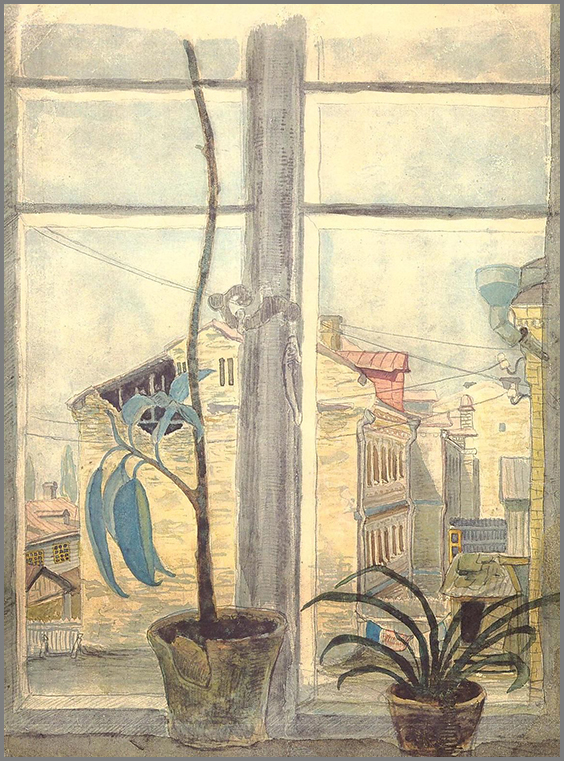"З мого вікна" Малюнок Павла Тичини, 1918. 