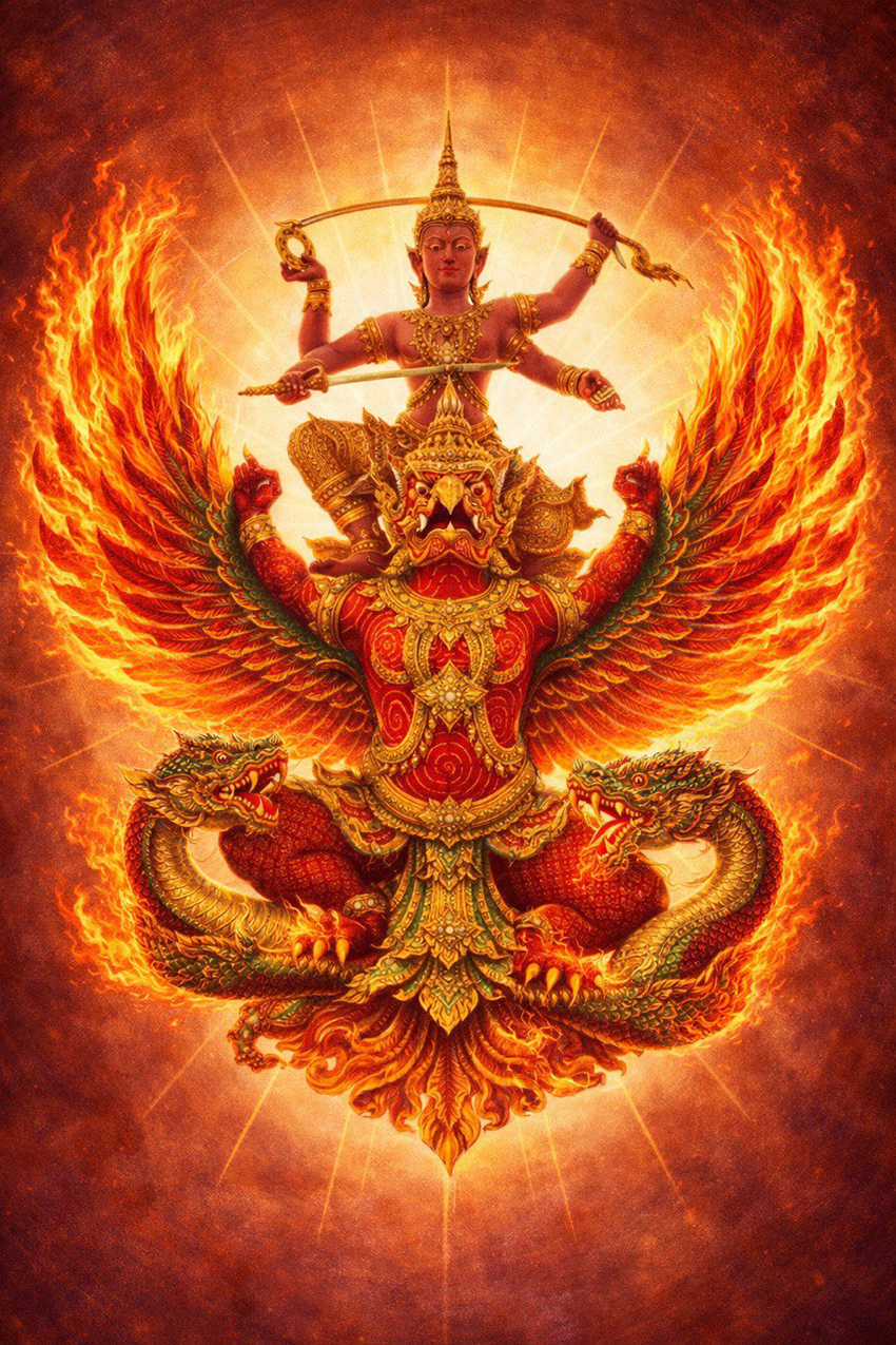 Міфологічний птах Гаруда (ілюстрвція). Garuda and Vishnu