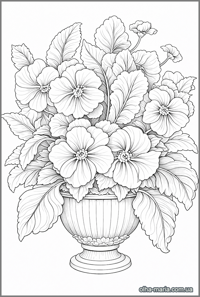 Розмальовка антистрес для дорослих. Квіти Розфарбовки для дівчаток роздрукувати - flower-coloring-page-vase