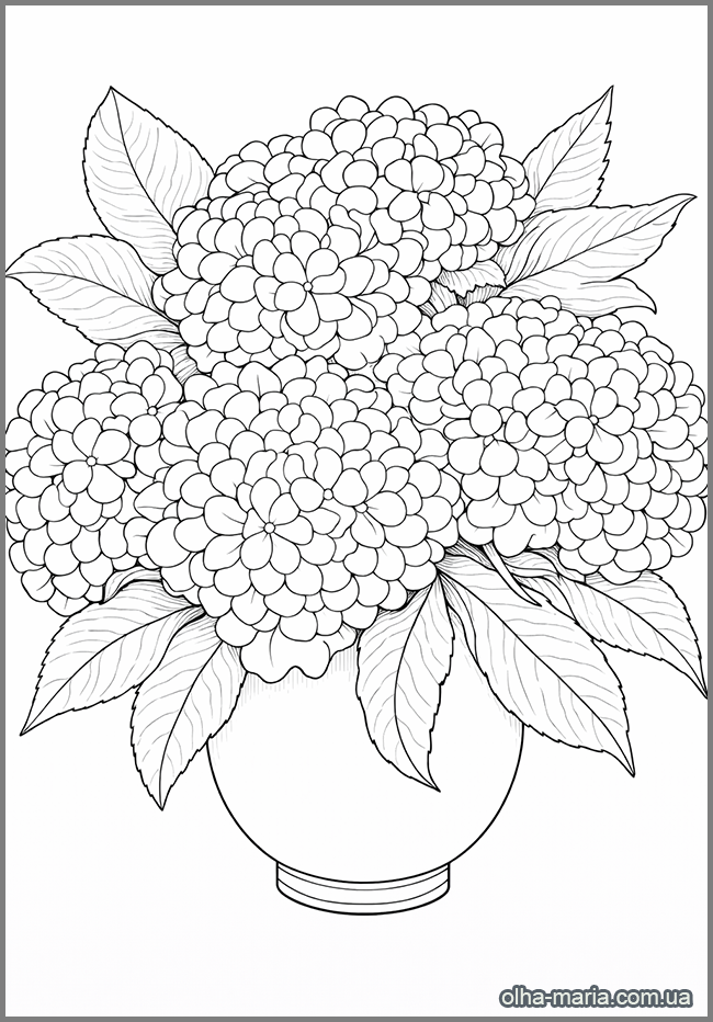 Розмальовки квіти роздрукувати безкоштовно Розфарбовки для дорослих - Decorative Floral Vase Coloring Page