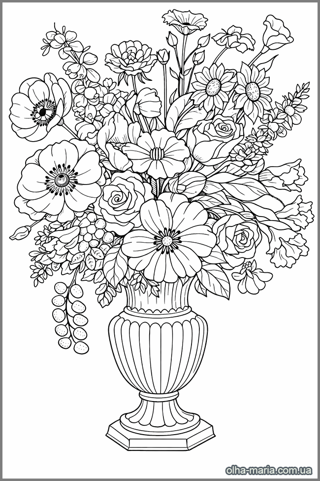Букет. Розмальовка завантажити Розмальовка букет - Beautiful Floral Arrangement Coloring Page