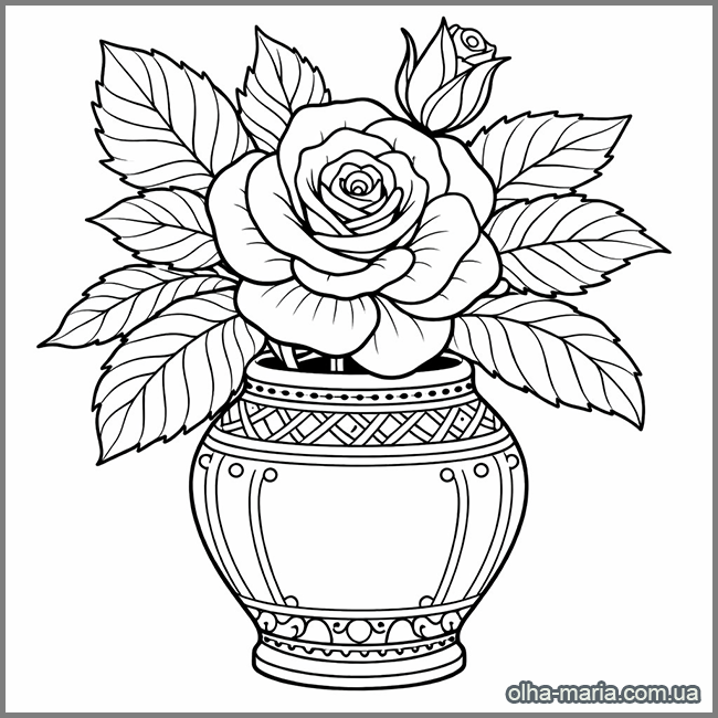 Троянди. Розмальовка антистрес Розмальовка троянди - rose coloring page for adults