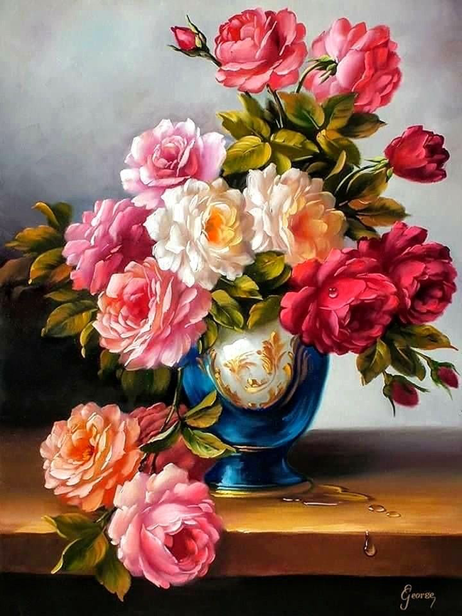 Троянди. Живопис Троянди у вазі - Beautiful rose