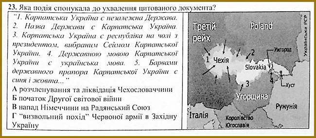 Українські землі у складі Чехословаччини _ Тест з історії № 23. Тести ЗНО