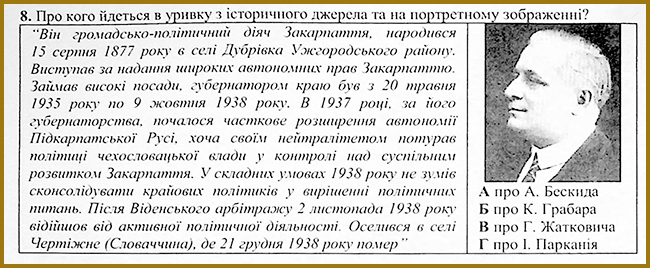 Українські землі у складі Чехословаччини _ Тест з історії № 8. Тести ЗНО